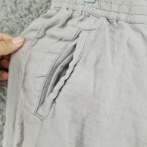 Artisan NY Pants Womens Medium 100% Linen Gray Capri Cropped - Picture 2 of 5